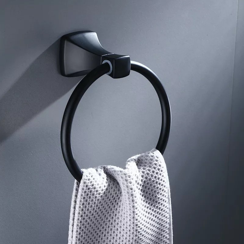 Porte-Serviettes pour Salle De Bains Mur Mat Noir Anneau de Serviette Main Porte-Serviettes En Acier Inoxydable (noir)