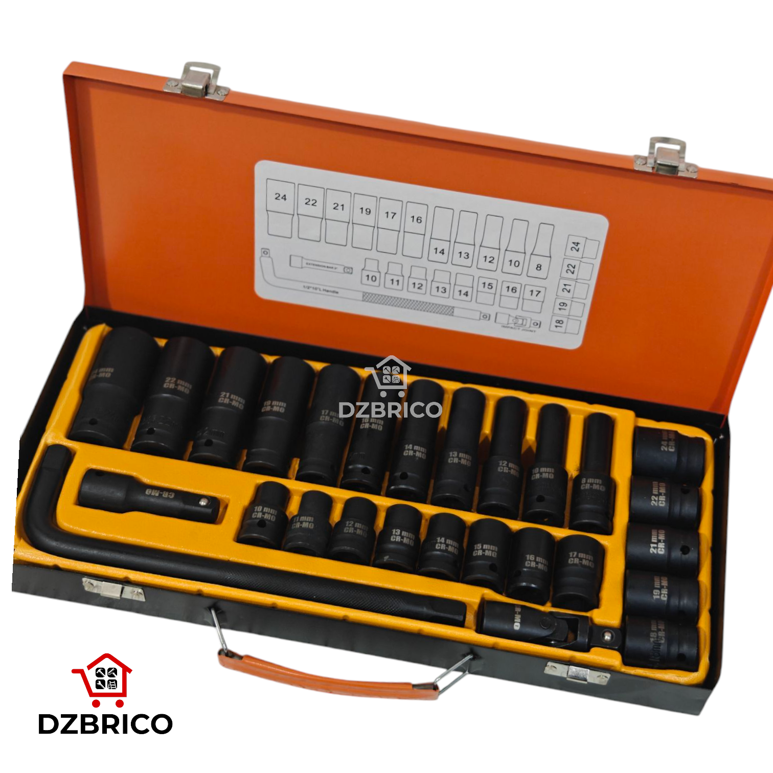 Caisse douille a choc 1/2" 8-24mm 27 Pieces