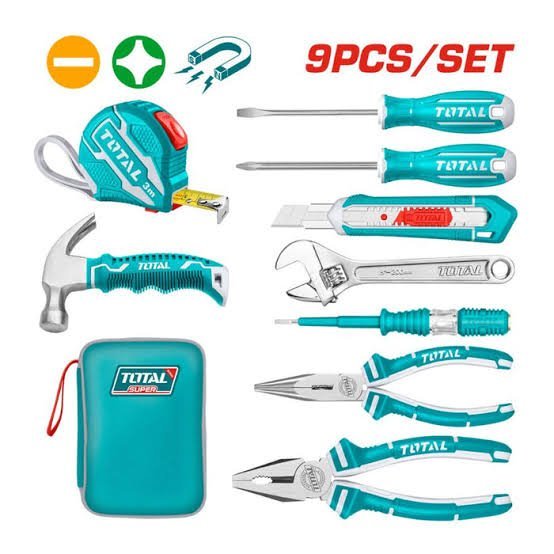 Pochette Kit d'outils a main 9 pièces TOTAL