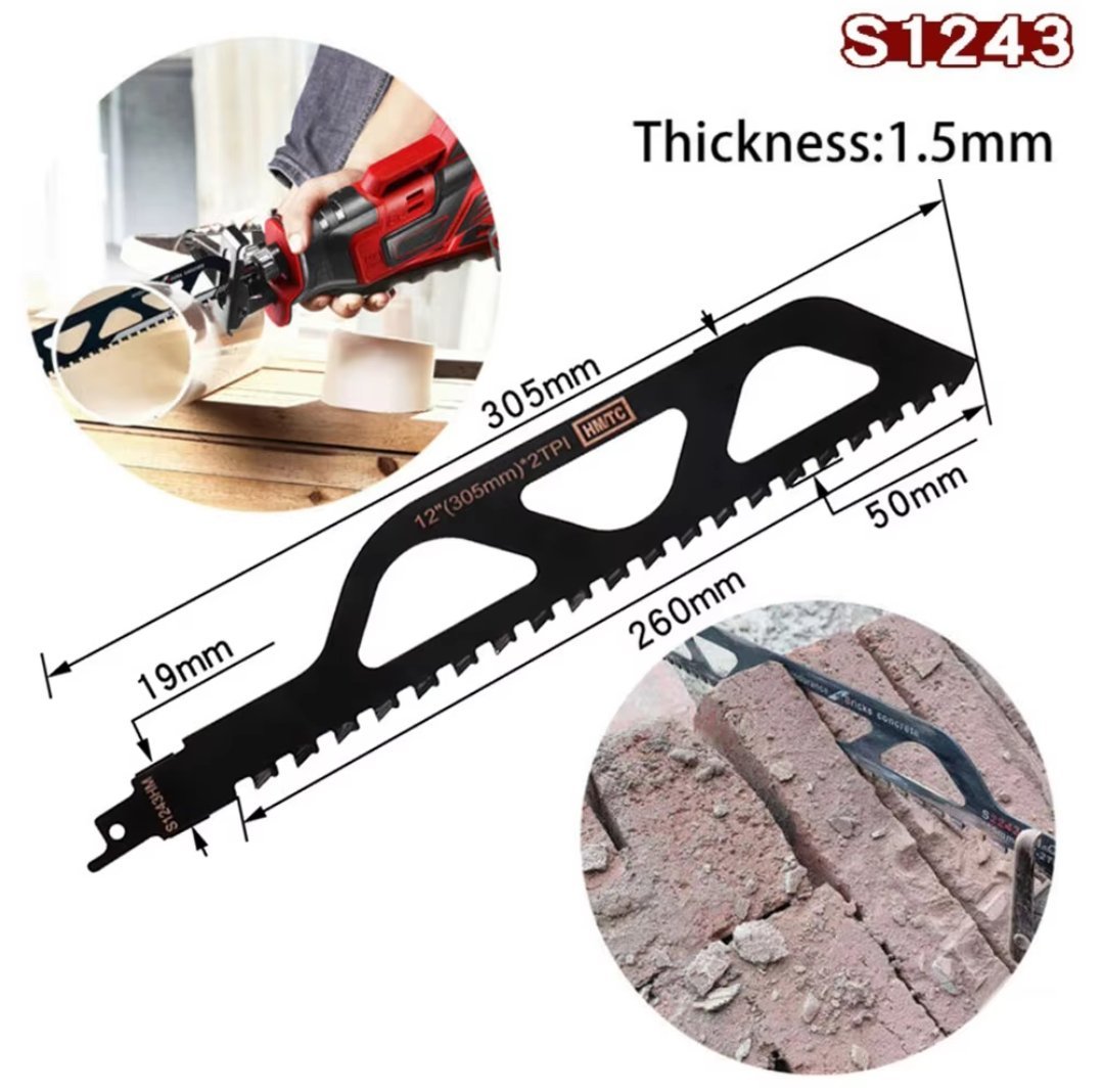 Lame Carbure scie a sabre alternative pour couper le brique et le bois 300mm