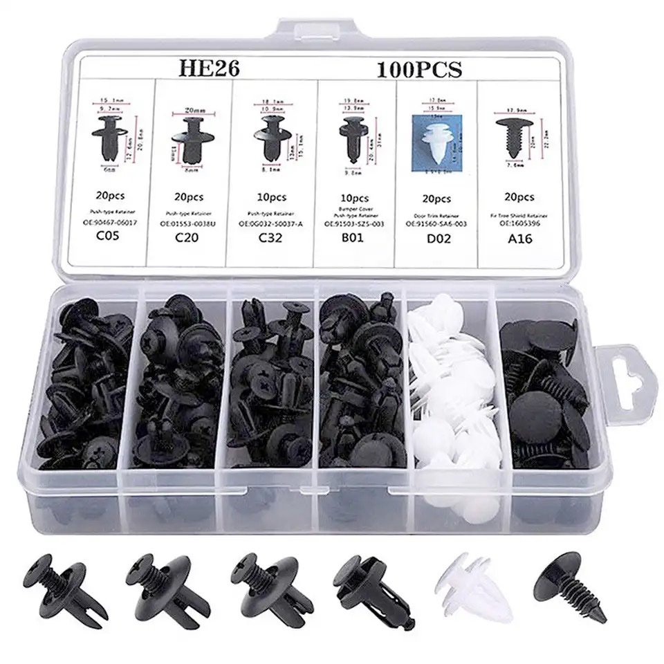 100Pcs Rivet Clips Plastique de fixation Pour Voiture SF TOOLS