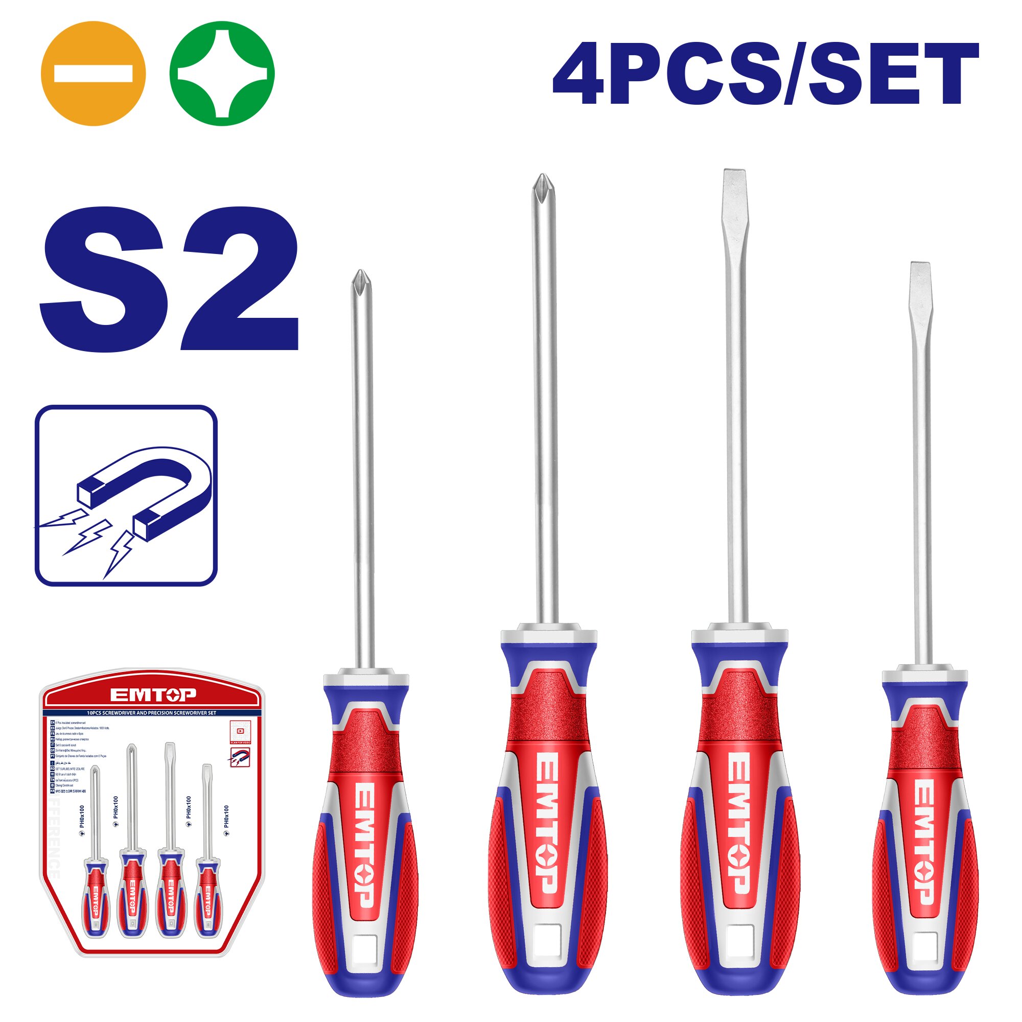Jeux de tournevis 4 Pieces ESST0421 EMTOP