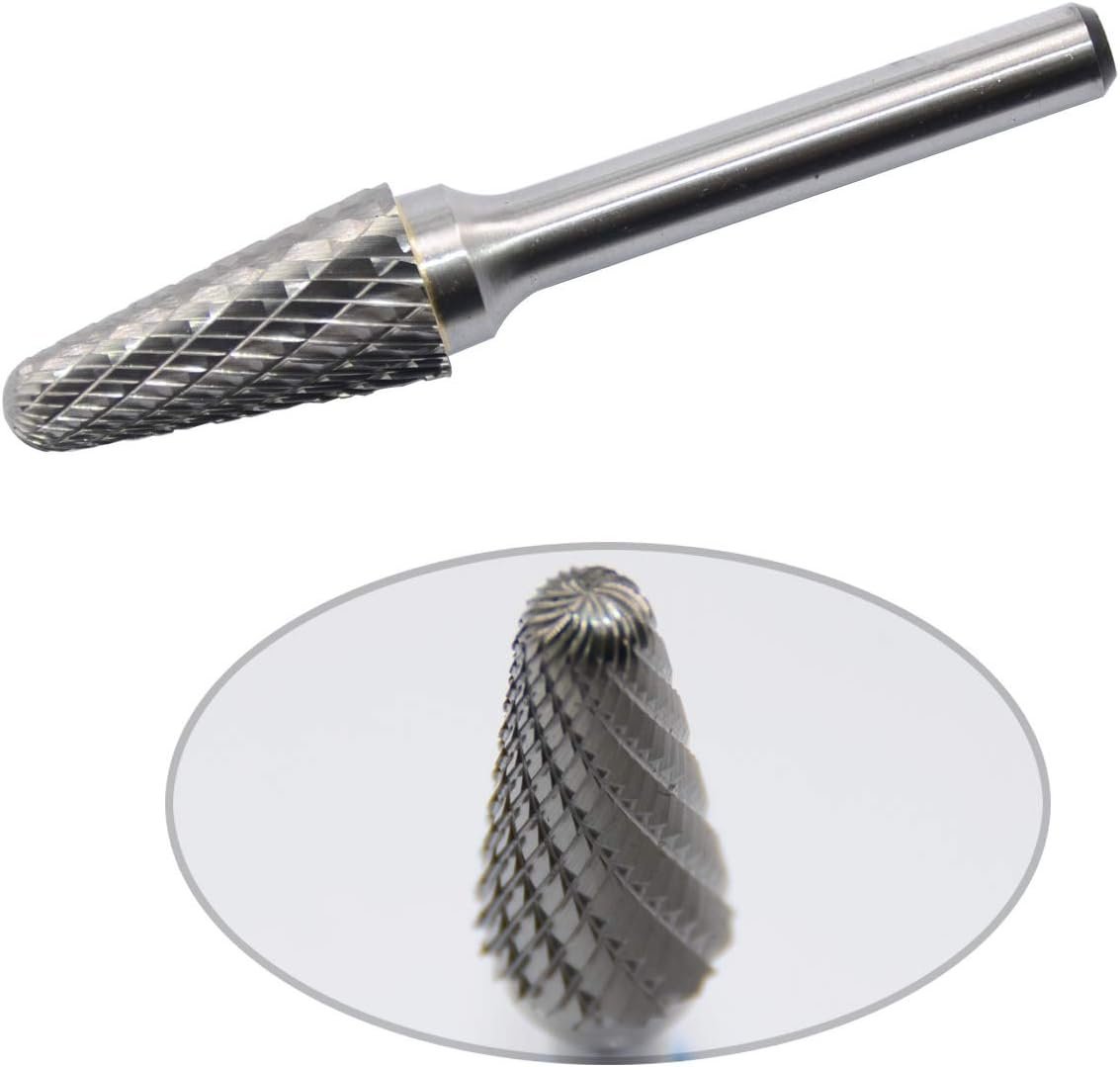 Fraise rotative en carbure de tungstène Forme conique avec extrémité radiale Double coupe avec tige  mm pour meuleuse à matrice
