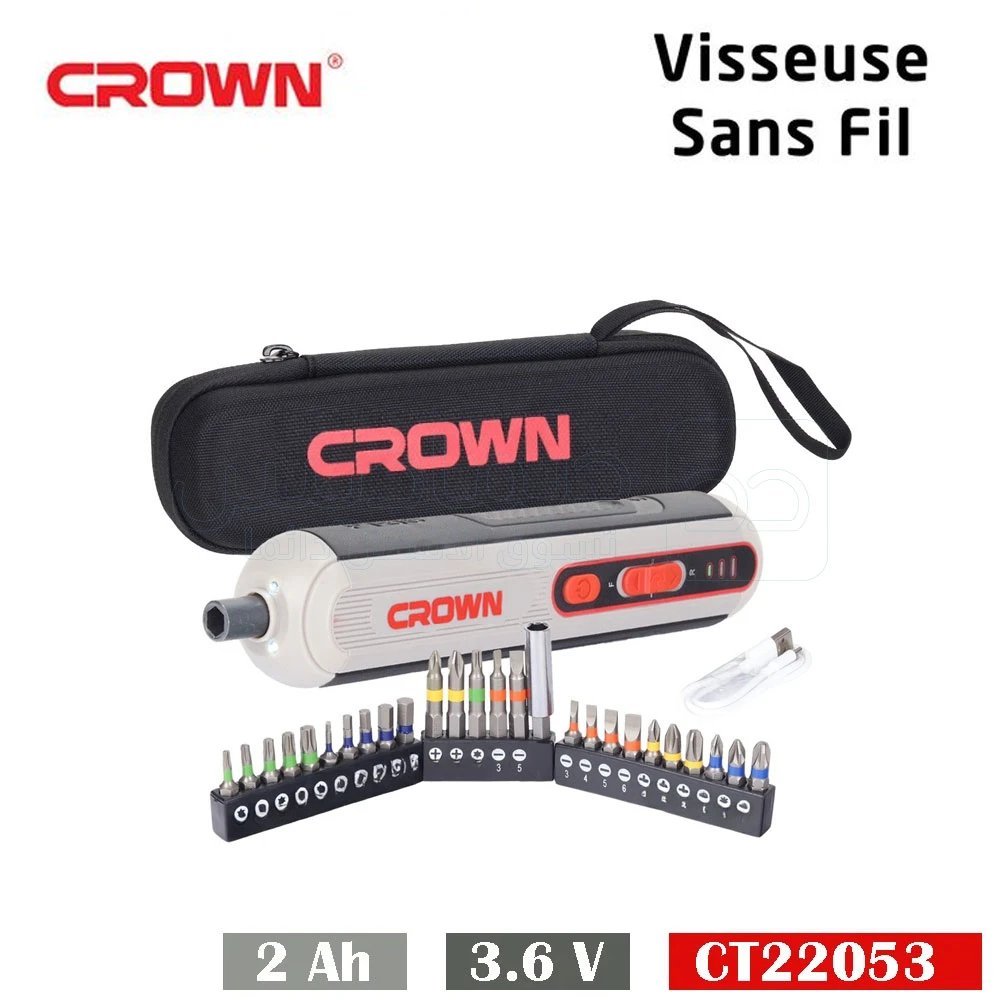 Visseuse Tournevis Electrique Intelligente 3.6v 1.2ah 28pcs CROWN | CT22053