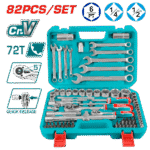 Caisse A Outils Cliquet 82 Pièces TOTAL