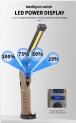 Lampe de poche LED COB rechargeable avec crochet de suspension et base magnétique – Image 4