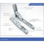 2 pcs Supports d'étagère pliables triangulaires à ressort en métal de 8" de longueur 20cm PM – Image 3