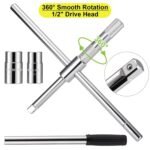 Clé Roue Voiture Extensible Croix Demonte Roue avec 2 Douilles 17/19/21/23mm Clé Demonte Roue Voiture Universel avec Sac de Rangement – Image 3