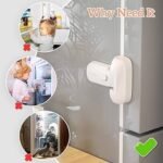 Verrou de porte de réfrigérateur et congélateur à l'épreuve des enfants, maintient la porte fermée, installation facile et sans outils (blanc) – Image 4
