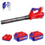 Souffleur à batterie 20V  Moteur brushless avec 1 chargeur + 2 batteries 4.0Ah + Gant picots PVC EMTOP