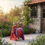 Support de tuyau d'irrigation rouge et bleu avec tuyau de 20 m (1/2") + accessoires EMTOP – Image 2